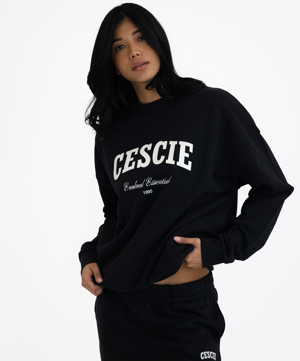 Varsity Oversized Sweatshirt Black