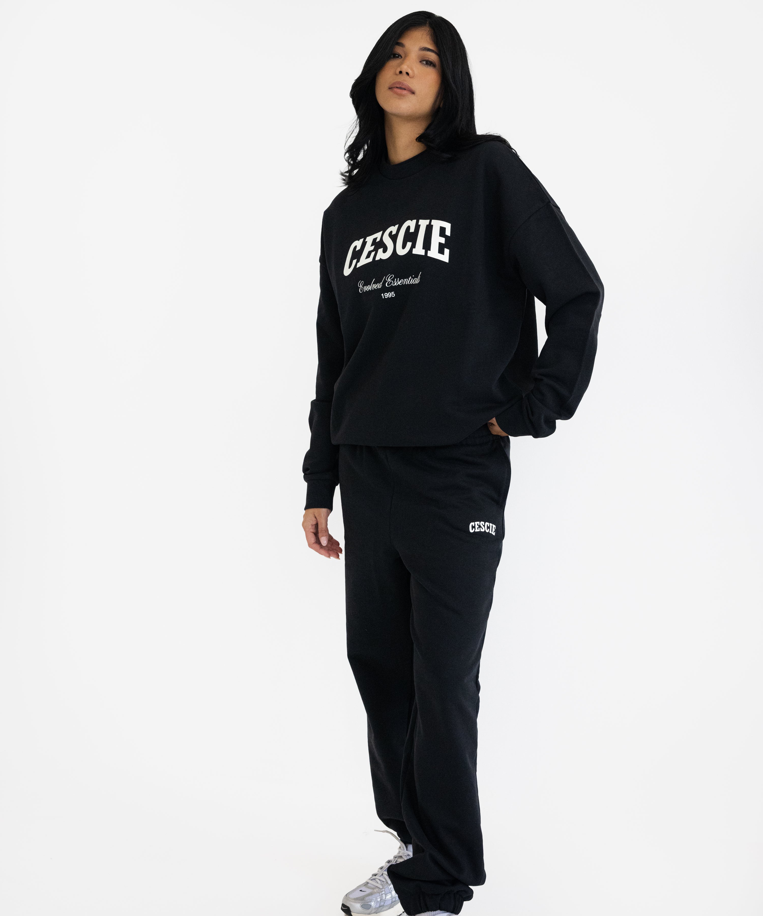 Varsity Oversized Sweatshirt - Black | cescie