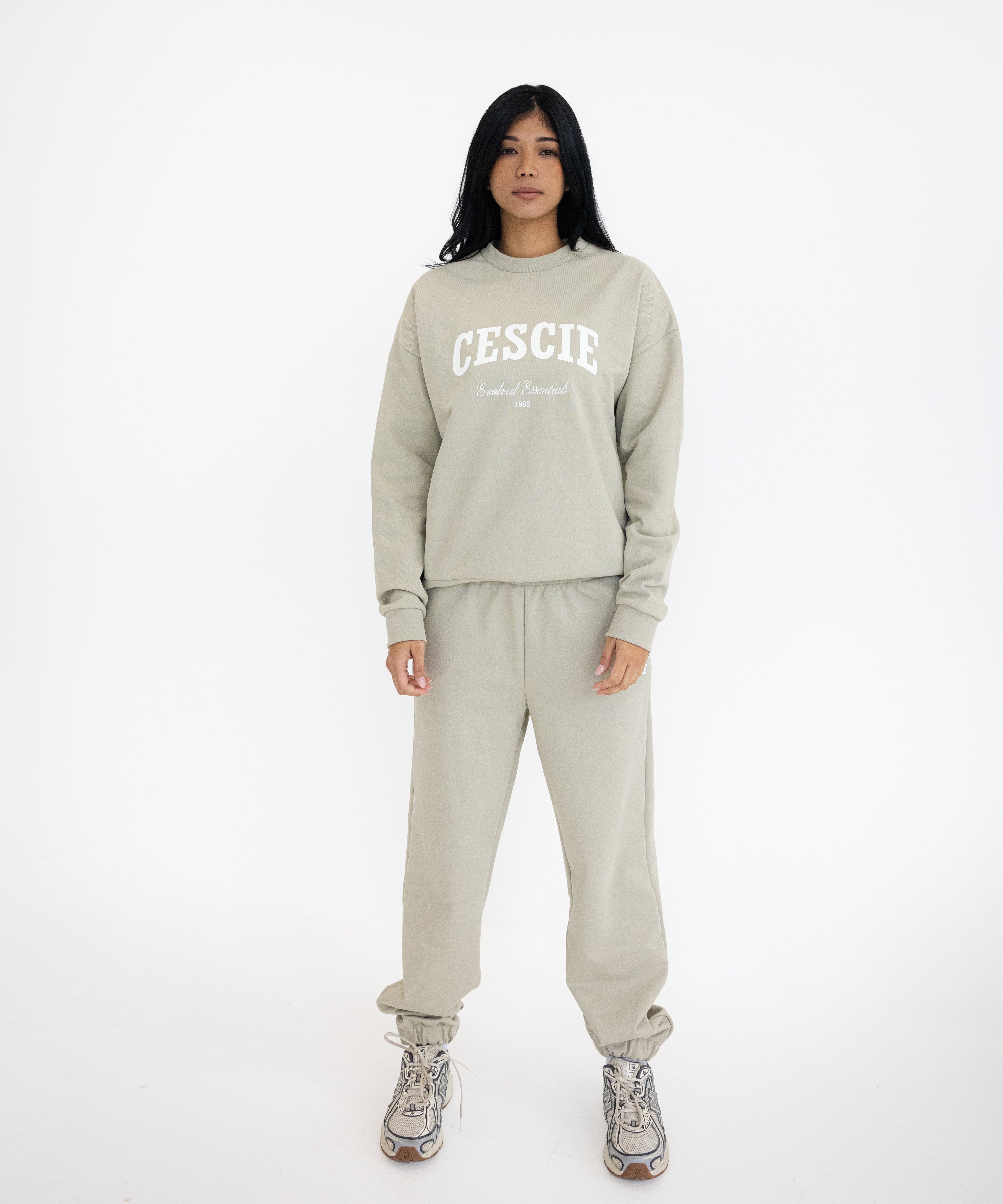 Varsity Oversized Sweatshirt - Stone | cescie