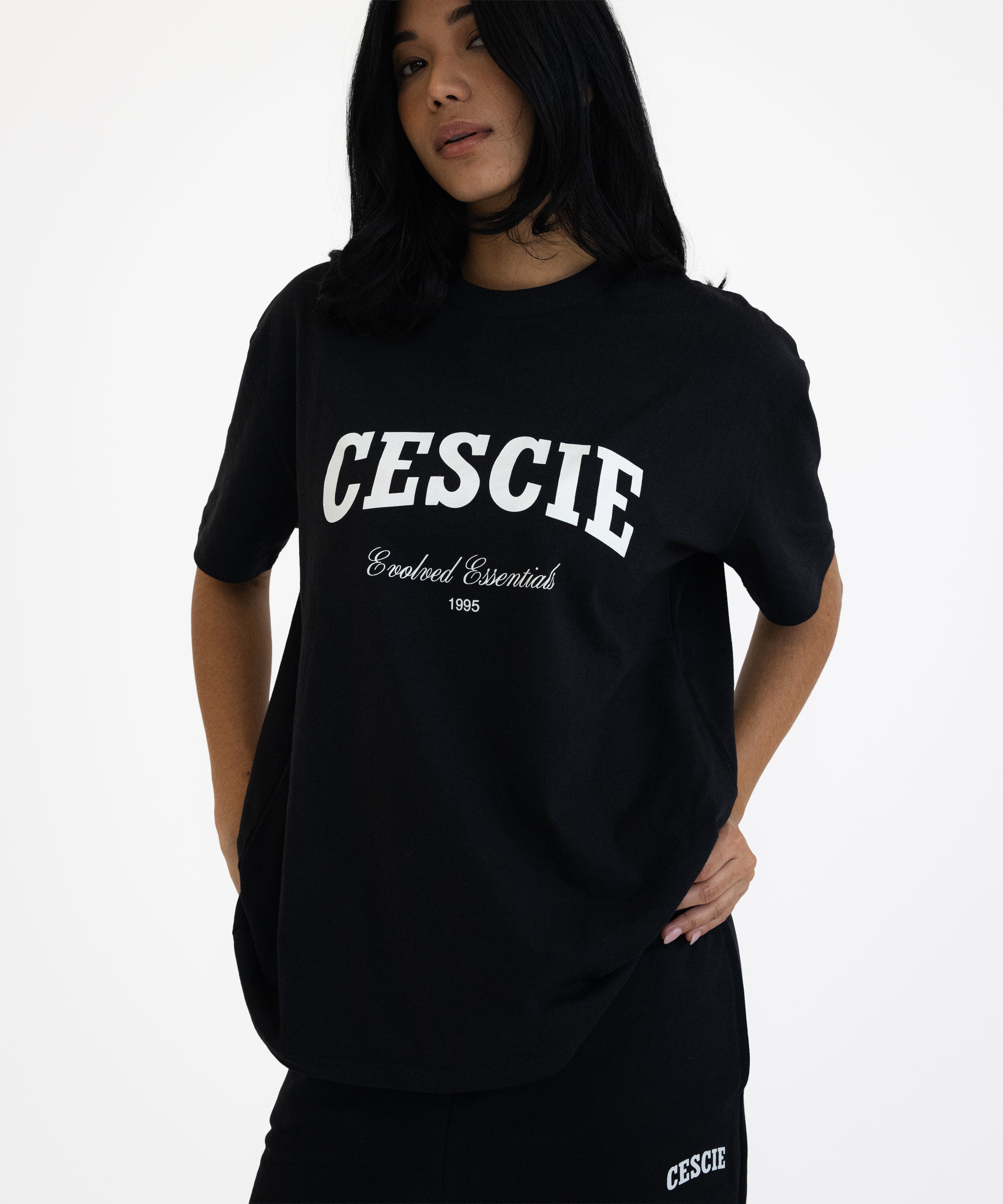 Varsity Oversized T-Shirt - Black | cescie